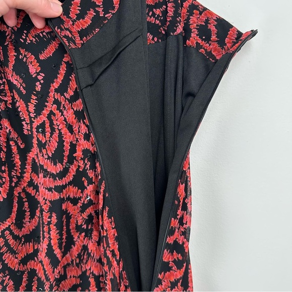 Eva Blue Dress Size 8 Petite Black Red Beaded Sequin Y2K Asymmetrical Whimsygoth - Picture 9 of 11